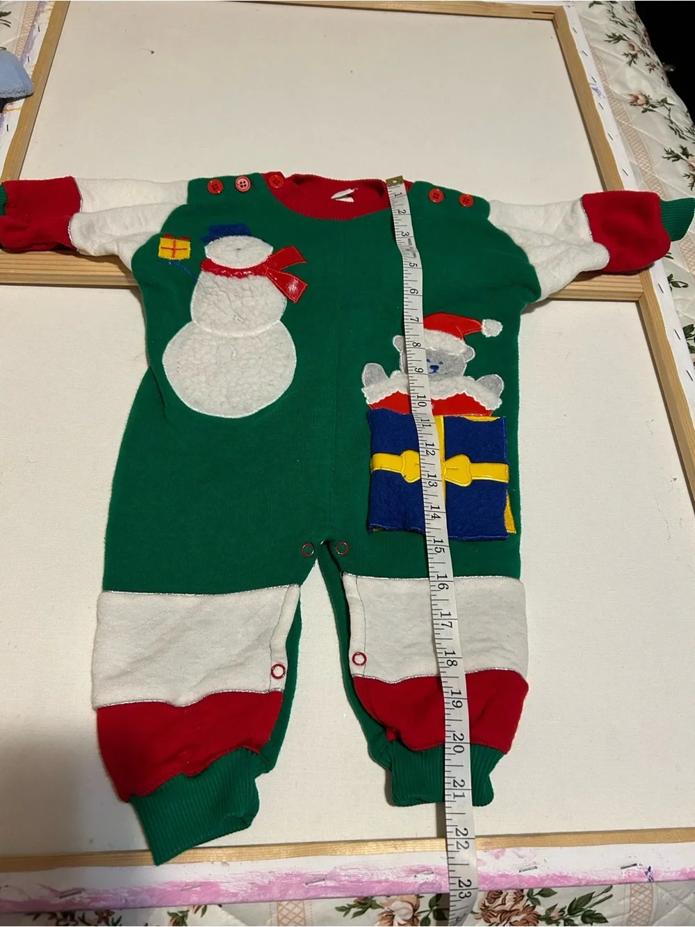 Green Holiday Snowman & Bear One-Piece for Kids